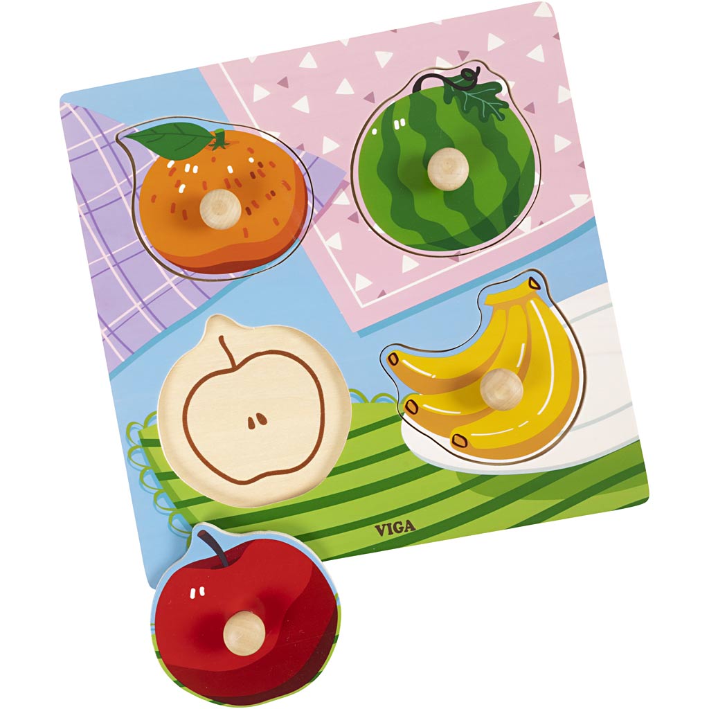 Viga houten knoppuzzels, fruit, afm 22x22 cm, 4 delen, 1 stuk