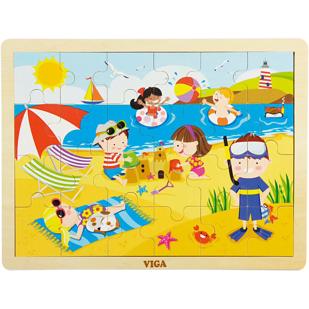 Viga seizoenen houten puzzel, de seizoenen, zomer, afm 30x22,5 cm, 24 delen, 1 stuk