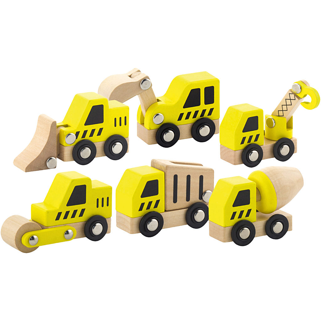 Viga mini-auto's, gravers en bouwvoertuigen, afm 7-9 cm, 6 onderdelen 1 set