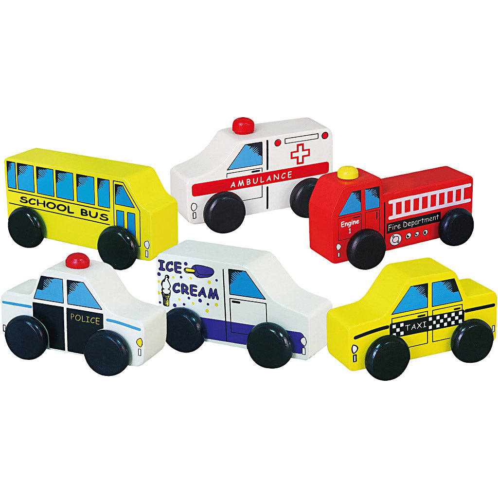 Viga mini-auto's, duurzame voertuigen, afm 7-9 cm, 6 onderdelen 1 set
