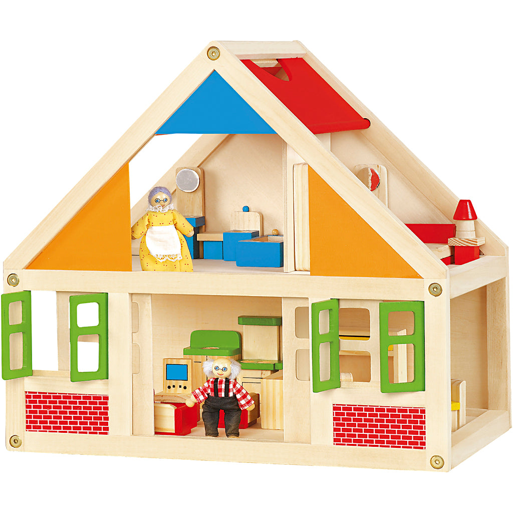 Viga houten poppenhuis, afm 43x40x27 cm, 1 stuk