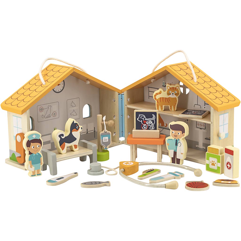 Viga dierenziekenhuis, h: 17 cm, l: 22 cm, b: 12 cm, 19 onderdelen 1 doos