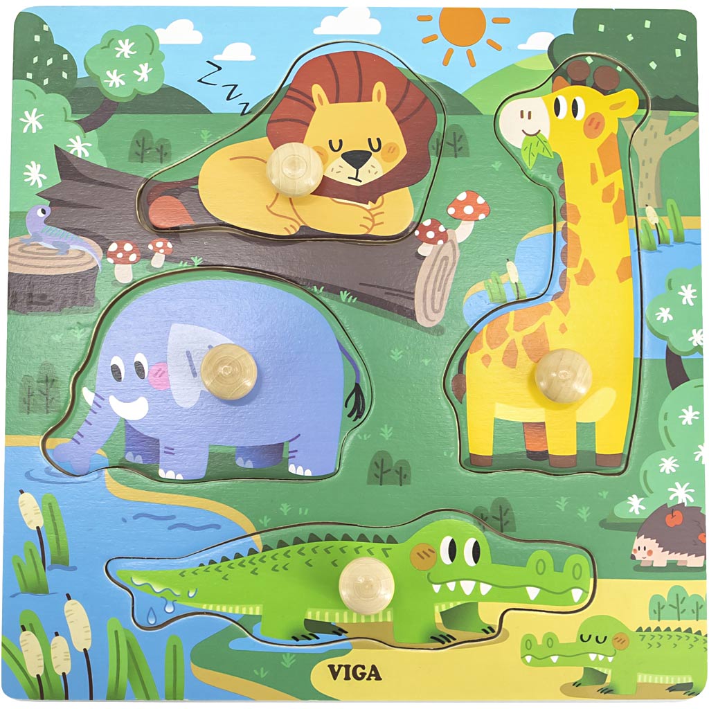 Viga puzzel met knoppen, h: 26 mm, l: 22 cm, b: 22 cm, 1 stuk