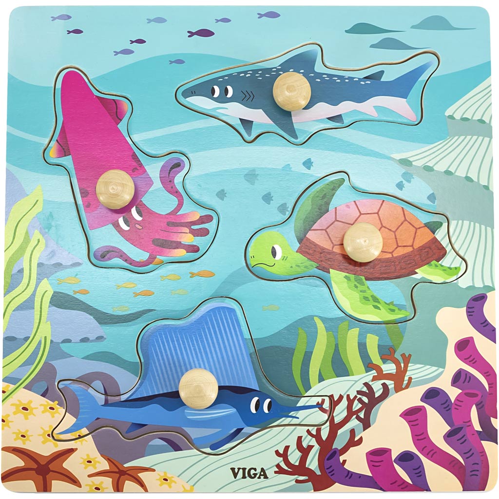 Viga puzzel met knoppen, h: 26 mm, l: 22 cm, b: 22 cm, 1 stuk