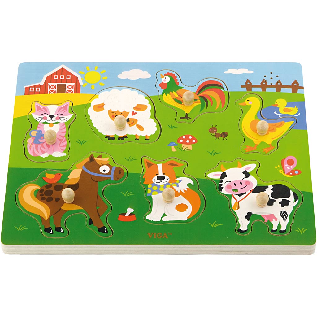 Viga hout legpuzzel met geluid, boerderijdieren, afm 33x22,5x3 cm, 1 stuk