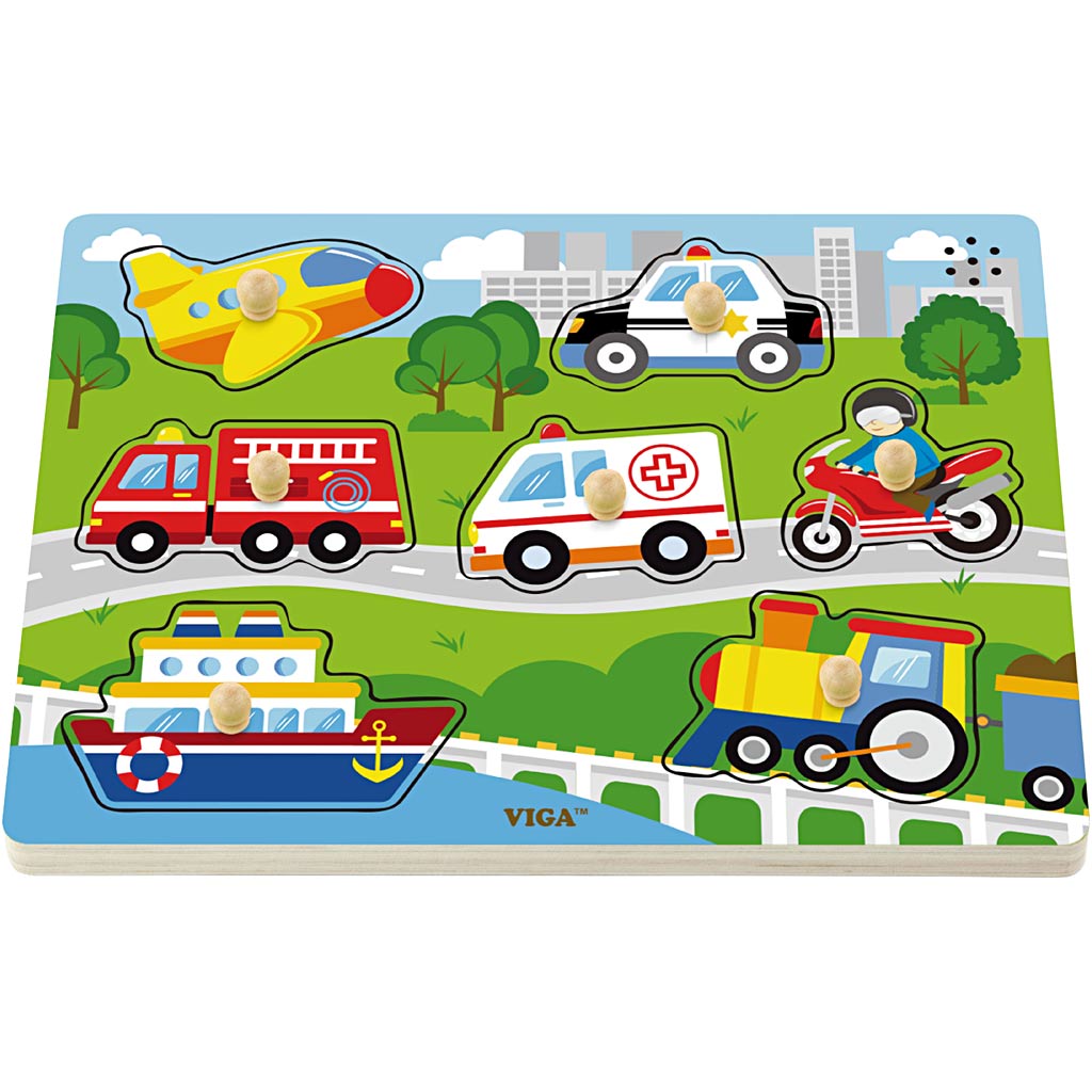 Viga hout legpuzzel met geluid, transport, afm 33x22,5x3 cm, 1 stuk