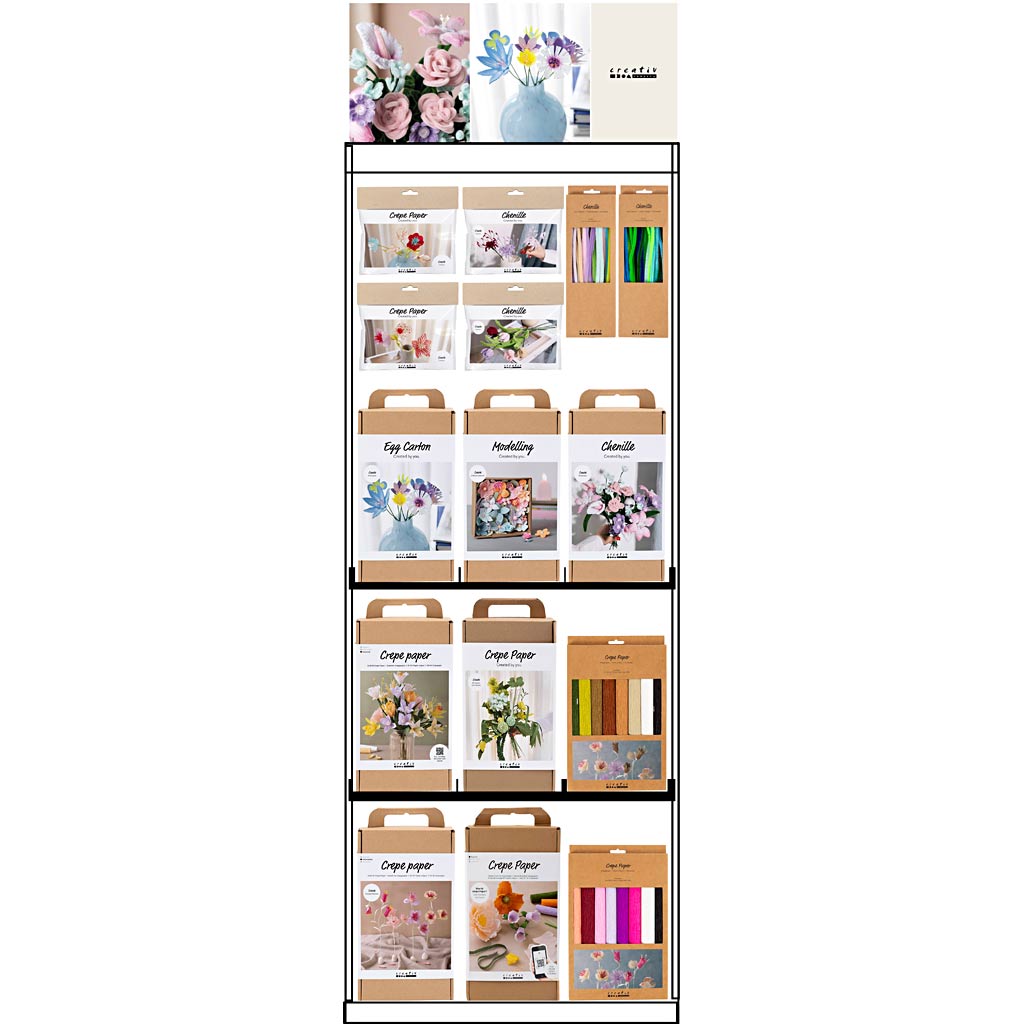 Creativ company vloerdisplay, gemonteerd, categorie, bloemenmix, volwassene, h: 1580 mm, l: 600 mm, b: 400 mm, 99 eenh. 1 stuk