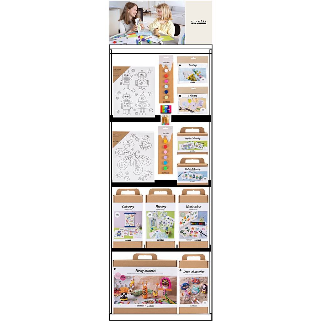 Creativ company vloerdisplay, gemonteerd, category, decoratie en kunst voor kinderen, h: 1580 mm, l: 600 mm, b: 400 mm, 104 eenh. 1 stuk