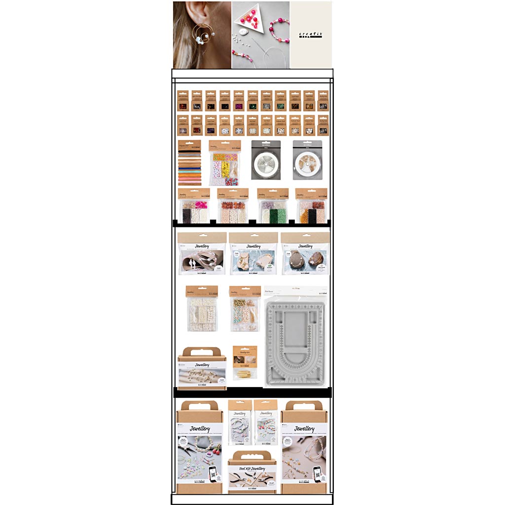 Creativ company vloerdisplay, ongemonteerd, category, sieradenmix, volwassene, h: 1580 mm, l: 600 mm, b: 400 mm, 243 eenh. 1 stuk