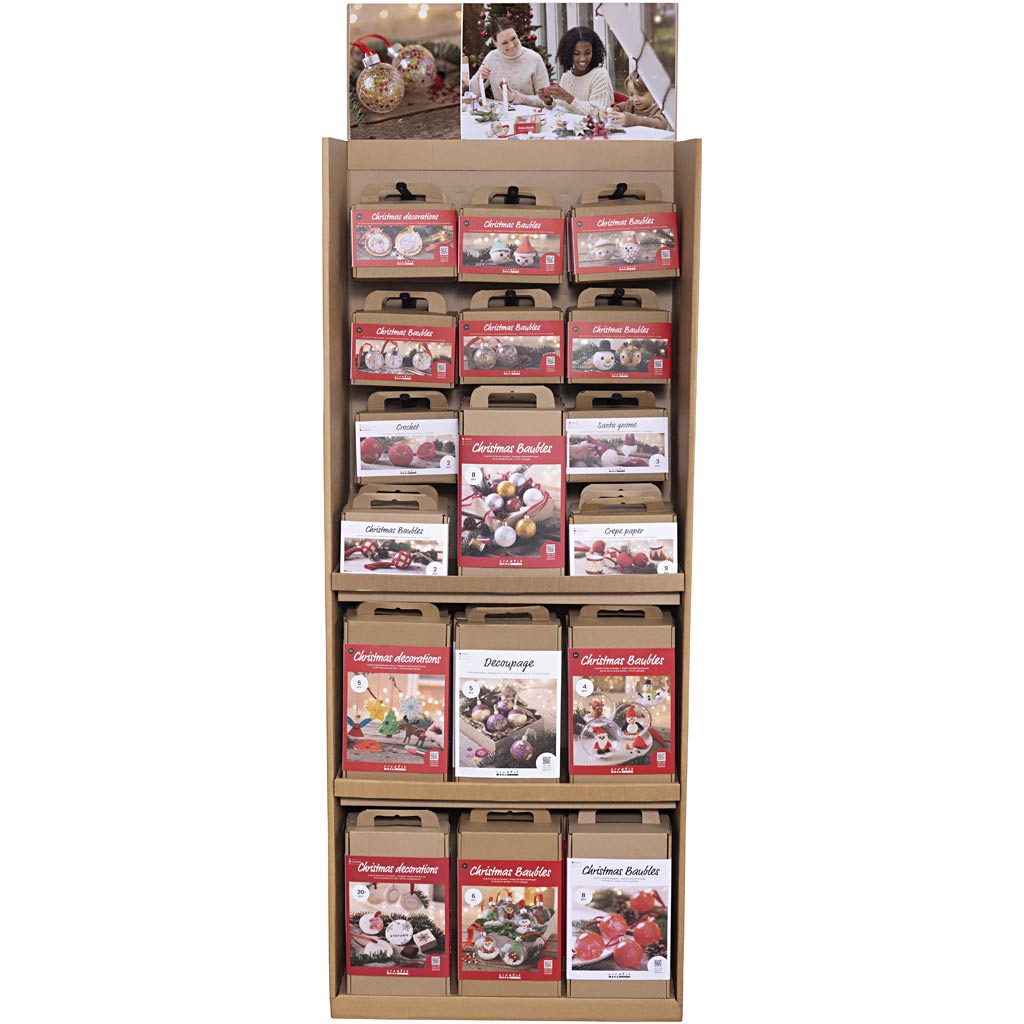 Creativ company vloerdisplay, kerstballen, kinderen en volwassenen, h: 1584 mm, d: 332 mm, b: 630 mm, 63 eenh. 1 doos