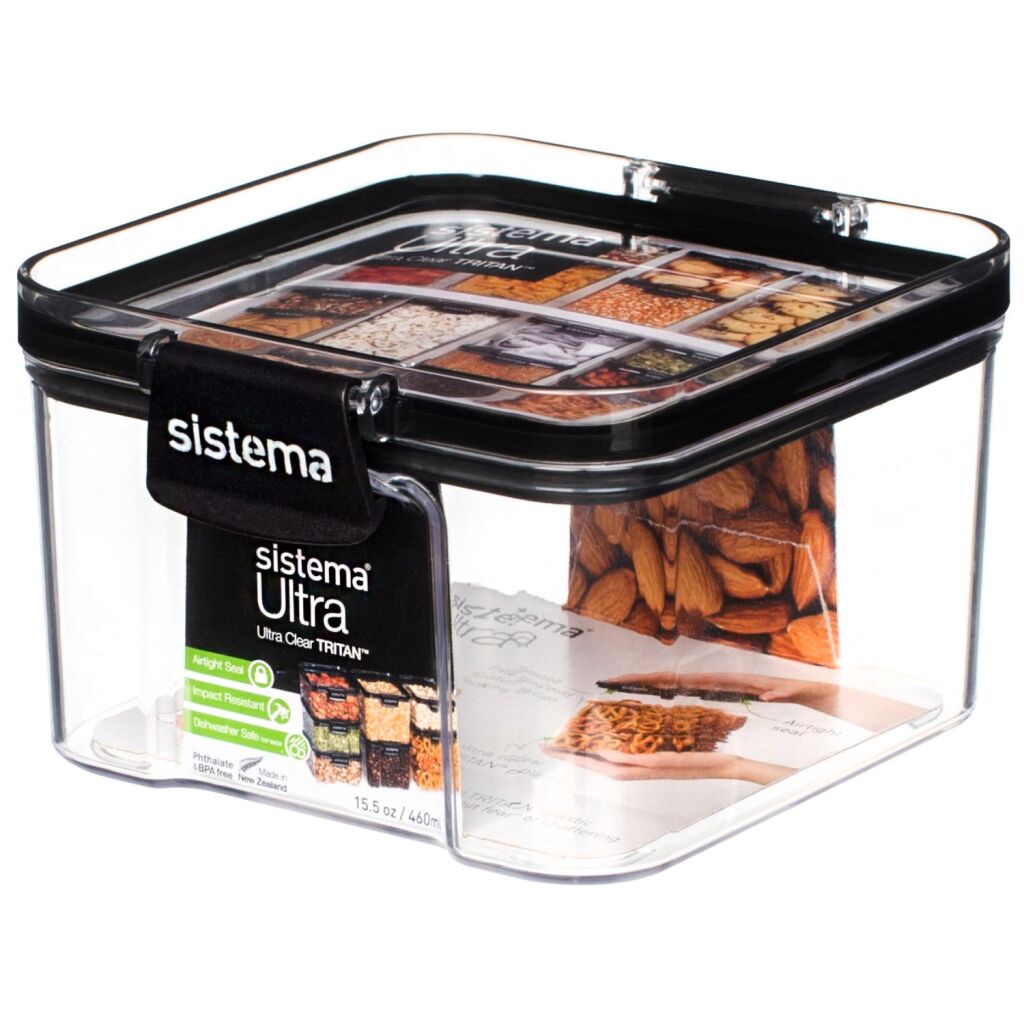 Sistema voorraaddoos tritan vierkant 460 ml transparant zwart