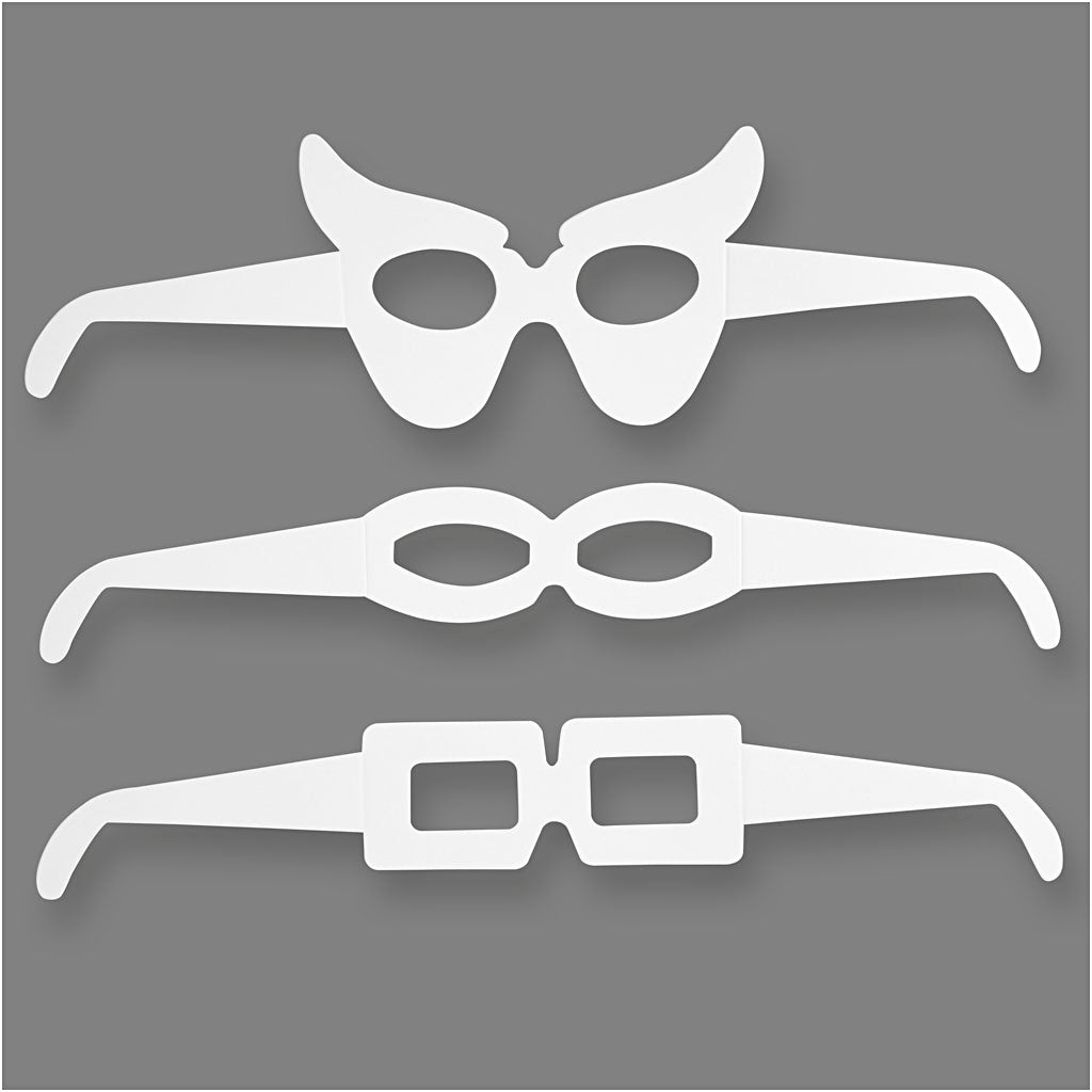 Creativ company brillen, h: 4,5-10 cm, l: 32 cm, 230 gr, wit, 16 stuk 1 doos