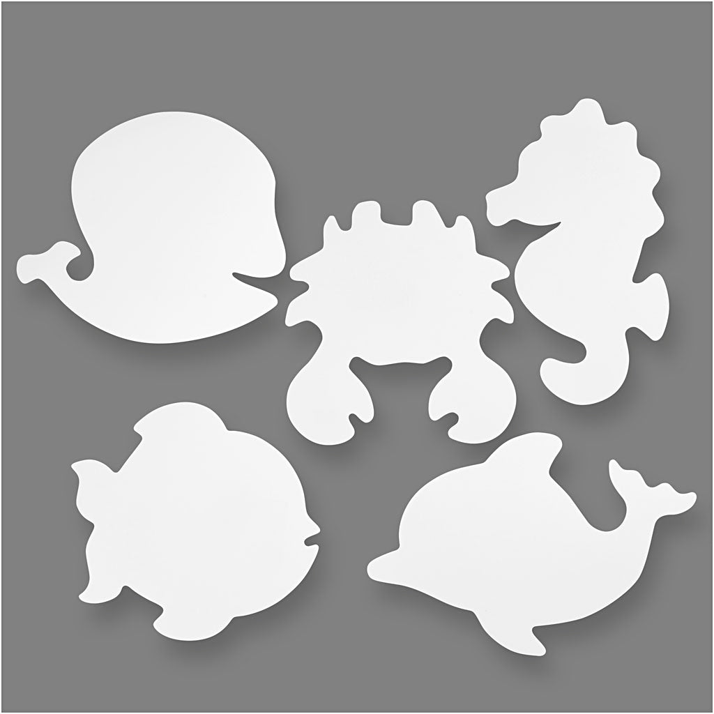 Creativ company zeedieren, h: 18,5-26 cm, b: 15-29 cm, 230 gr, wit, 16 stuk 1 doos