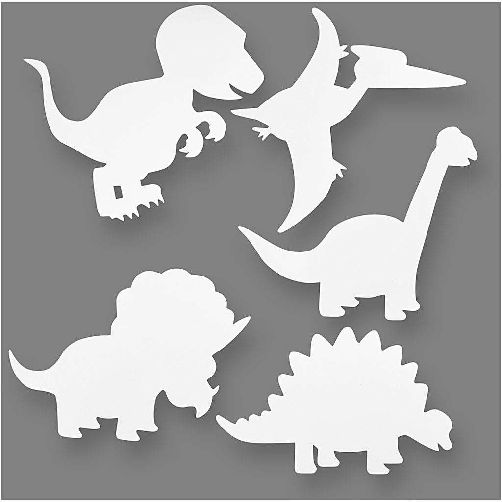 Creativ company dinosaurussen, h: 15-22 cm, b: 24-25 cm, 230 gr, wit, 16 stuk 1 doos