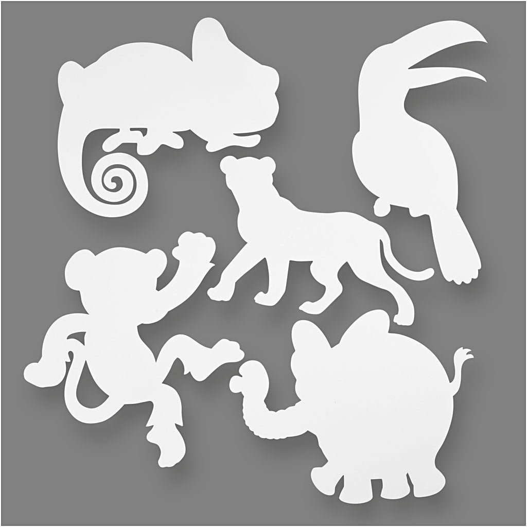 Creativ company jungledieren, h: 14-25 cm, b: 12-23 cm, 230 gr, wit, 16 stuk 1 doos