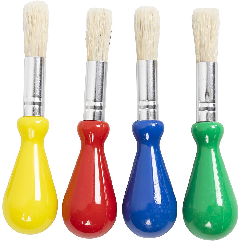 Creativ company kinderkwasten, l: 11,5 cm, d 13 mm, b: 11 mm, rond, 4 stuk 1 doos