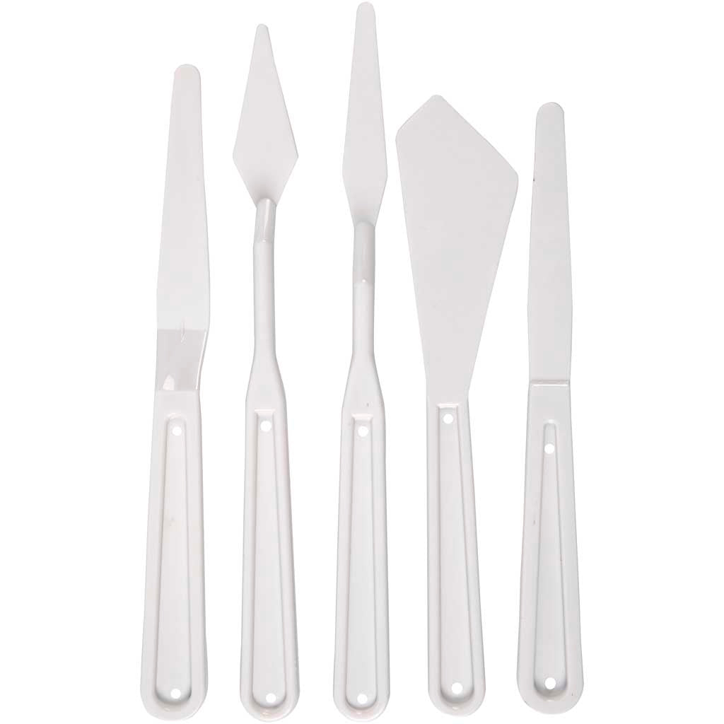 Creativ company paletmessen, l: 17-20 cm, b: 13-33 mm, wit, 5 stuk 1 doos