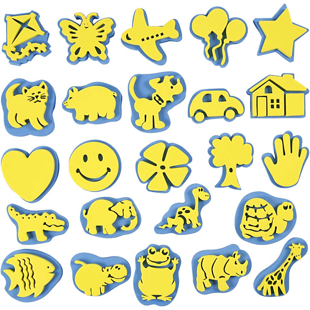 Creativ company foam stempels, h: 6-8 cm, b: 6-8 cm, 24 stuk 1 doos