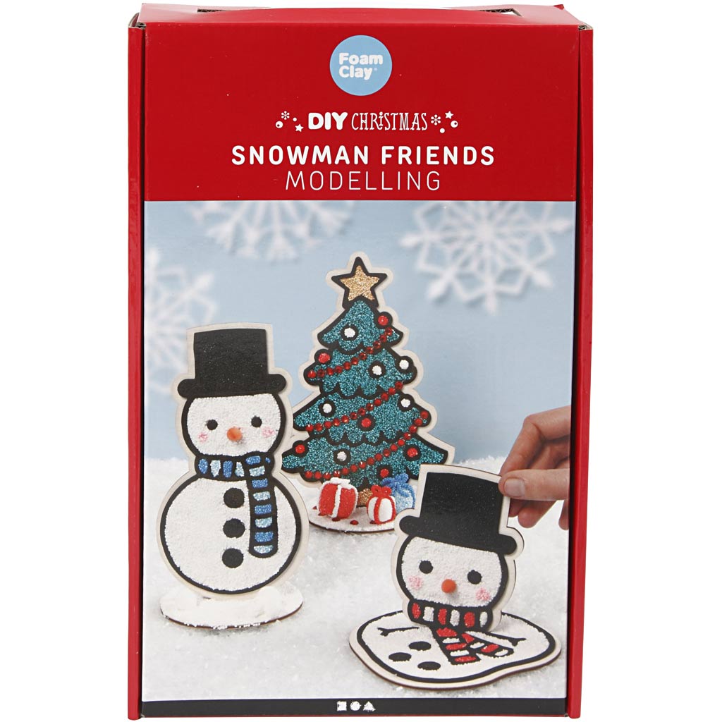 Foam clay sneeuwpop met kerstboom, 1 set