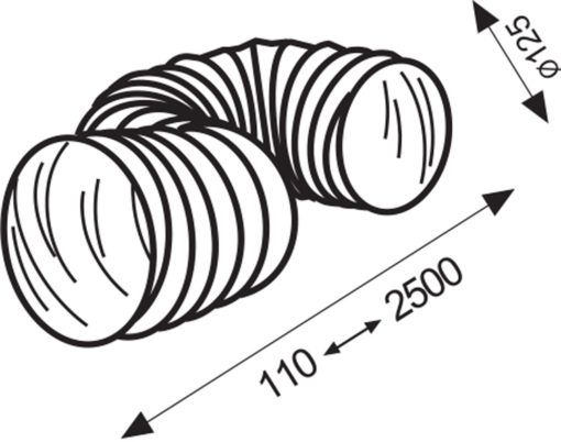Slang flexibel pvc wit 125 mm 2,5 meter