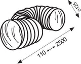 Slang flexibel pvc wit 125 mm 2,5 meter