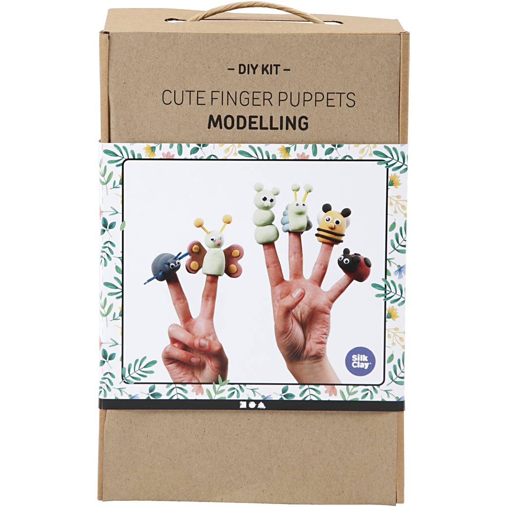 Silk clay schattige vingerpoppen, 1 set