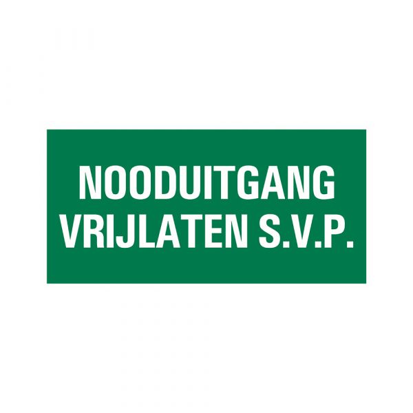 Bord nooduitgang vrijlaten - 150x300 mm.