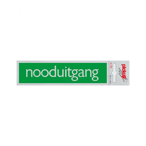 Bord alulook nooduitgang groen - 165x44 mm zelfklevend.