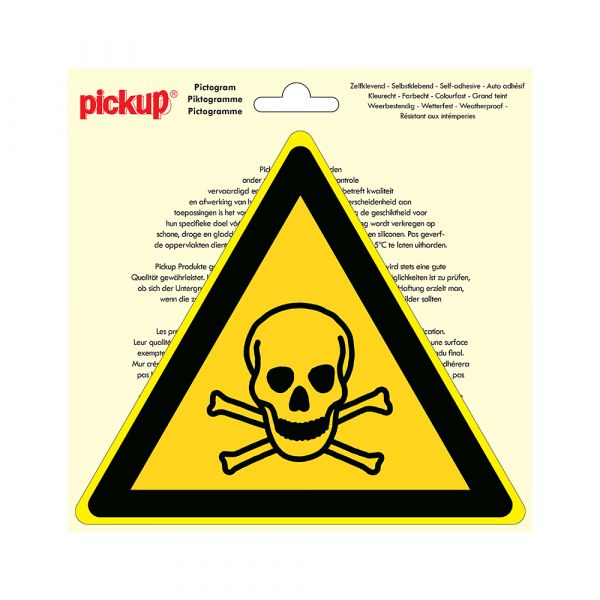 Sticker giftige stoffen - 200 mm driehoek.