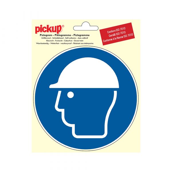 Sticker veiligheidshelm dragen - 150 mm rond.