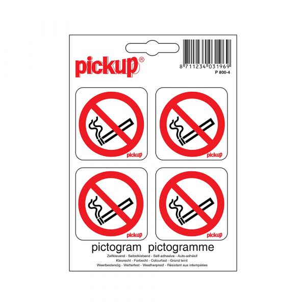 Sticker verboden te roken - 50x50 mm - 4 stuks.