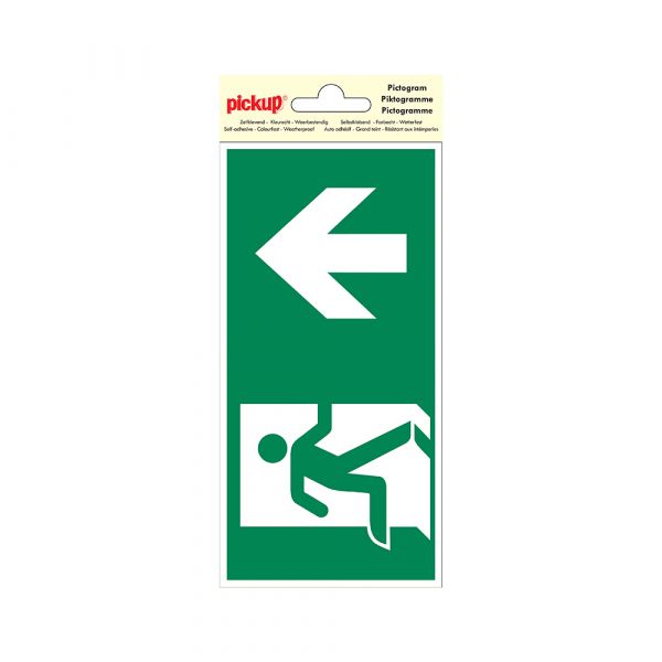 Sticker nooduitgang rechtdoor - 100x200 mm.