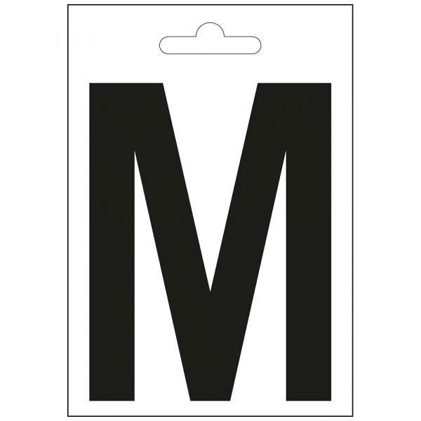 Nautic letter m zwart 100 mm.