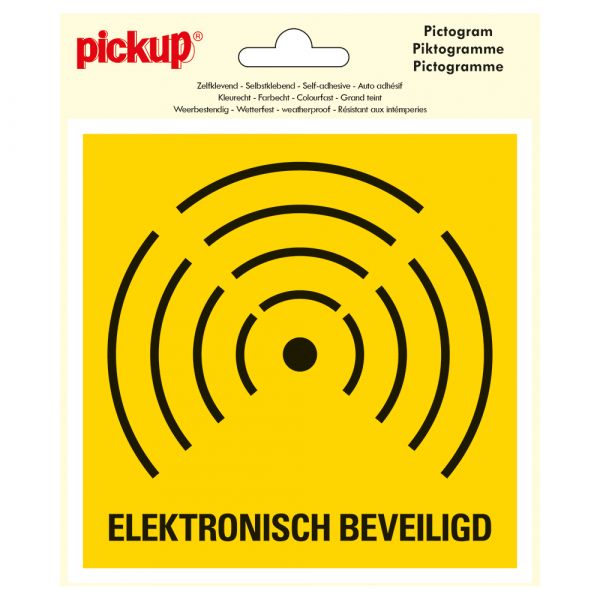 Sticker elektronisch beveiligd - 150x150 mm.