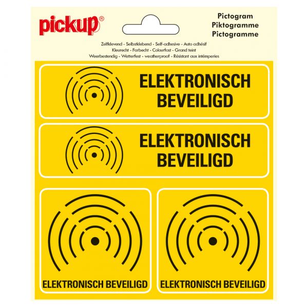 Sticker elektronisch beveiligd - 150x150 mm 4 stuks.
