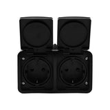 Ac conttdoos opbouw - 2-voudig - horizontaal - zwart