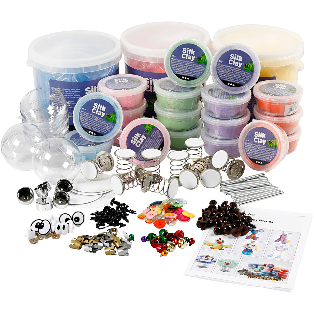 Silk clay funny friends, klassenset, diverse kleuren, 1 set