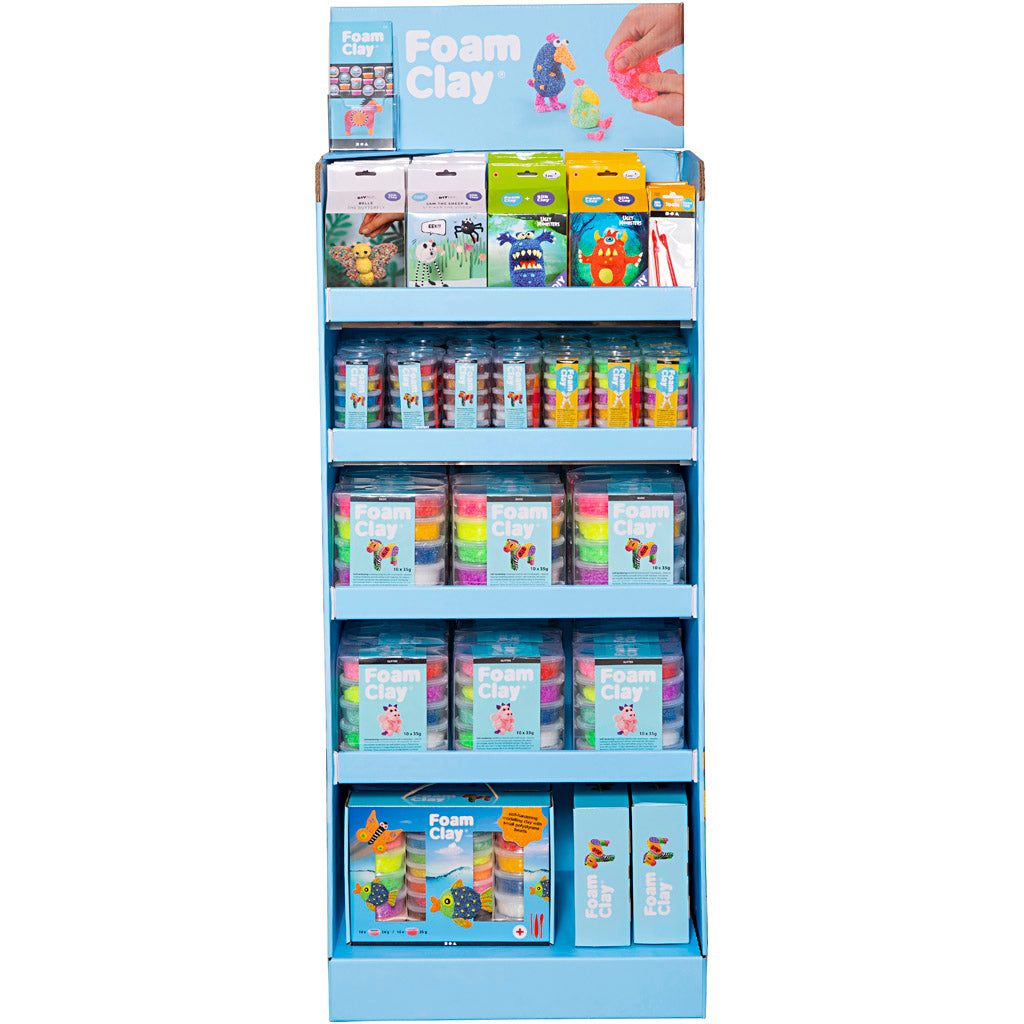 Foam clay vloerdisplay ® - zelf in te richten, h: 1560 mm, d: 390 mm, b: 580 mm, diverse kleuren, 102 eenh. 1 doos