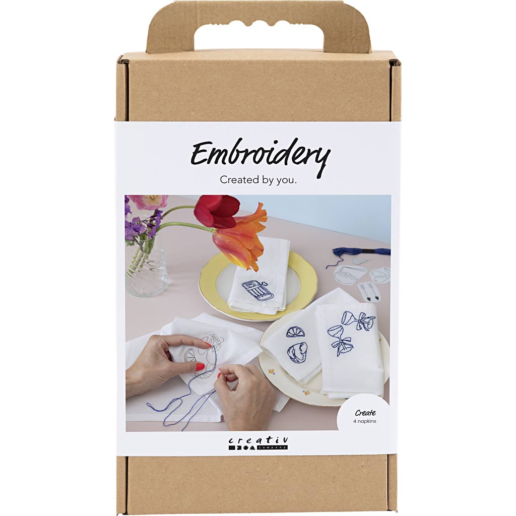 Creativ company hobbyset borduurwerk, servetten, off white, 1 doos