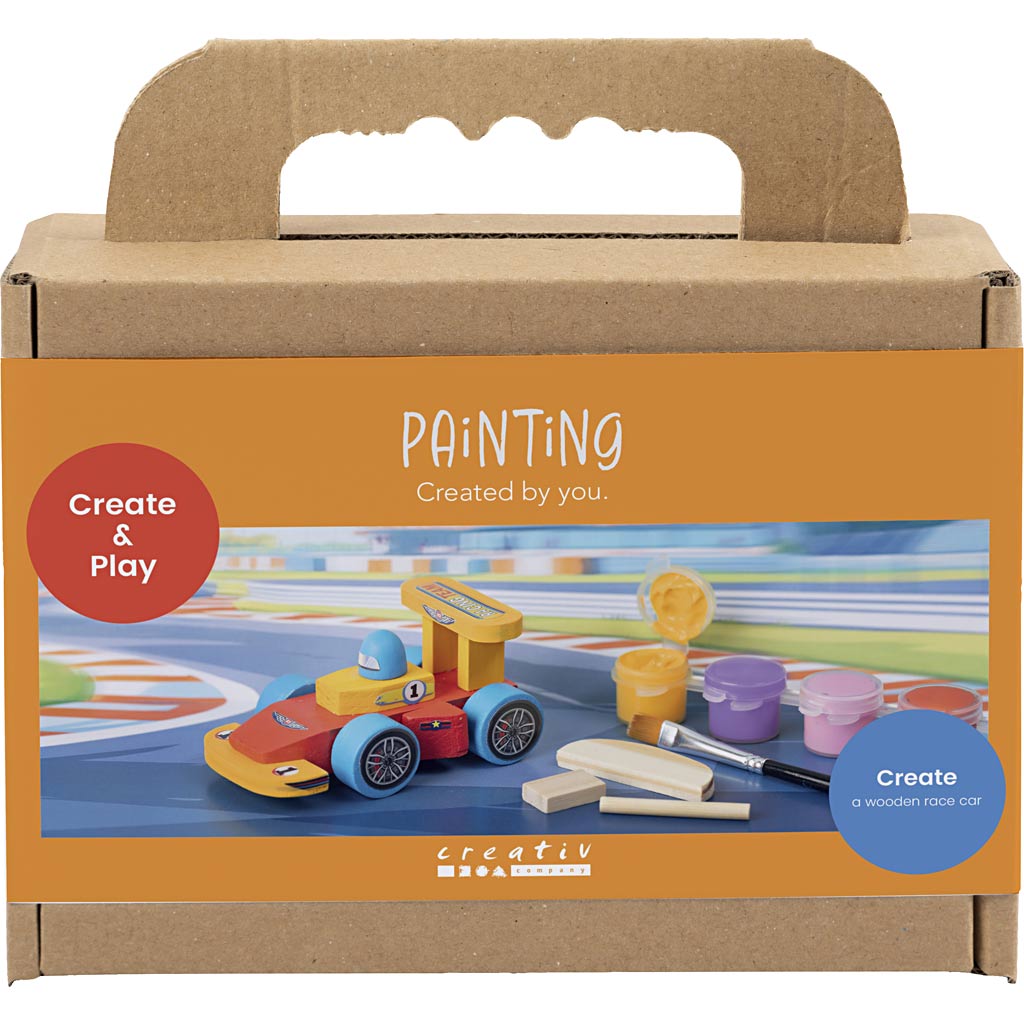 Creativ company mini hobbyset schilderen, racewagens, kleurrijk, 1 doos