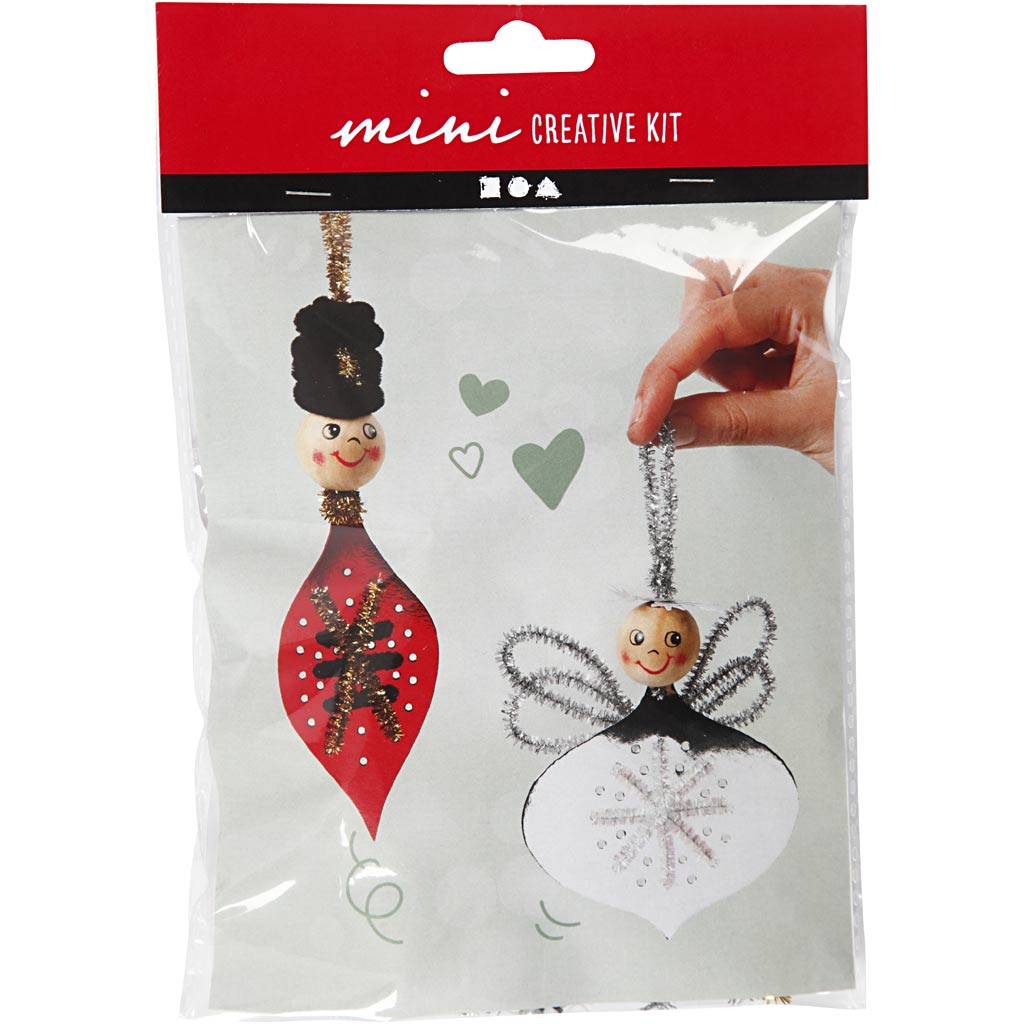 Creativ company creative mini kit, uitgestanste figuren voor het maken van hangende decoraties, 1 set