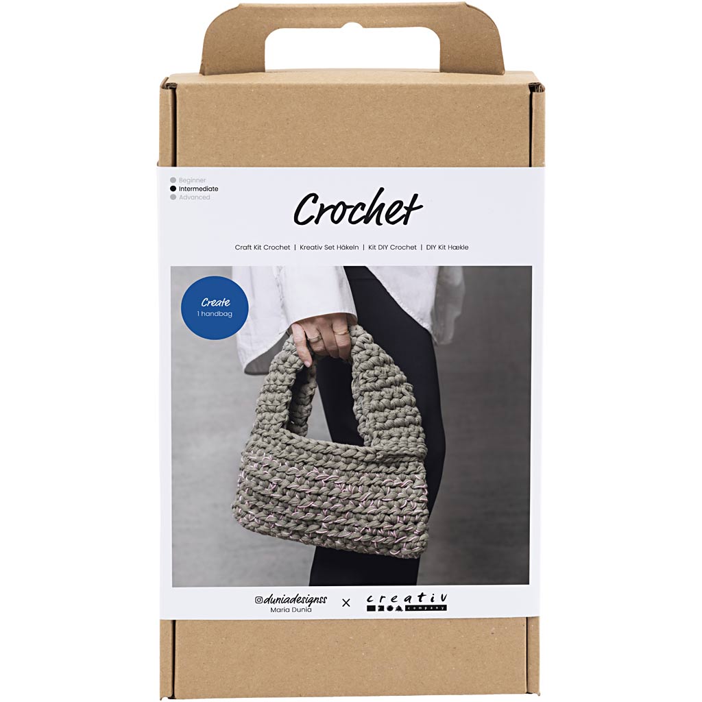 Creativ company hobbyset haken, stoere tas, olijfgroen, 1 doos