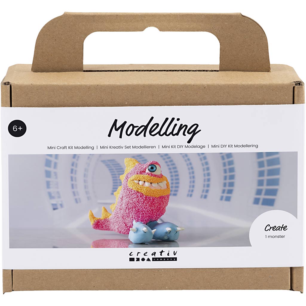 Creativ company mini hobbyset boetseren, monster freddy, neon roze, 1 doos