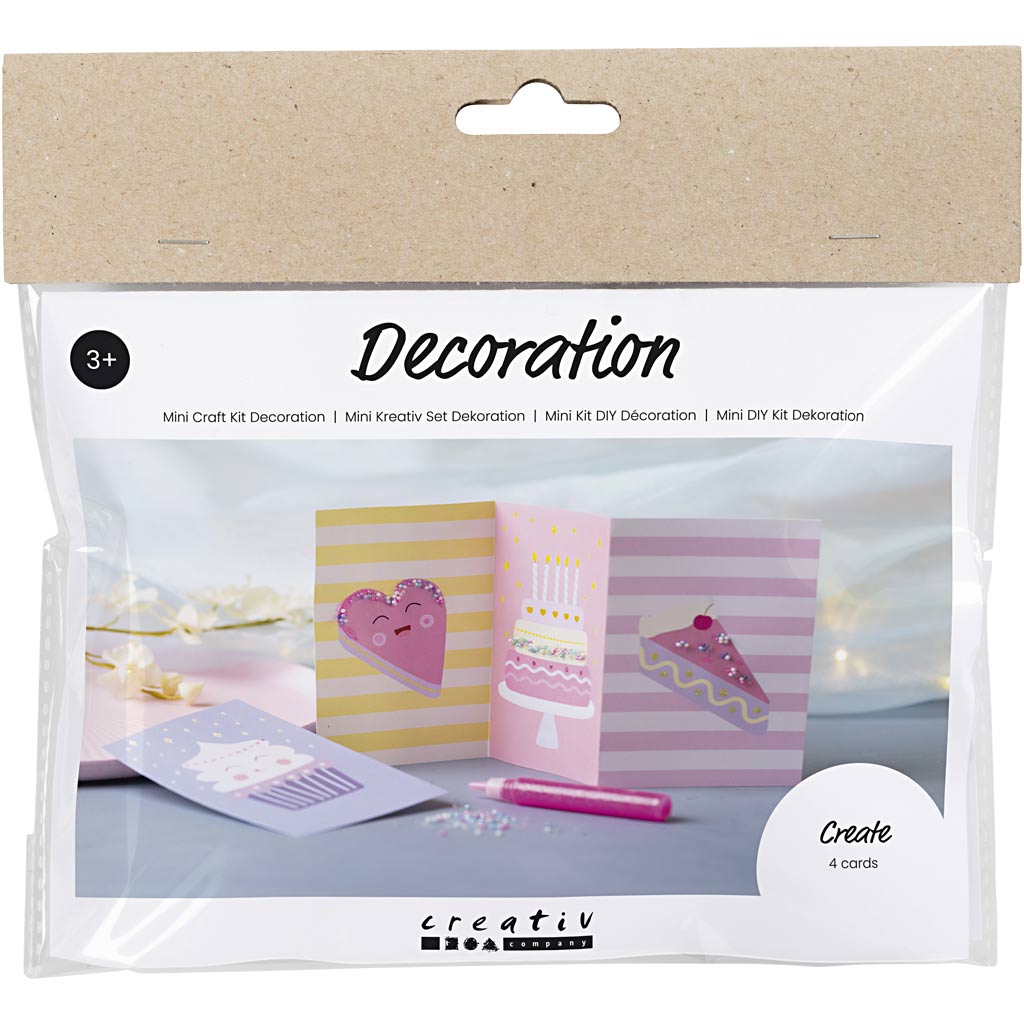 Creativ company mini hobbyset decoratie, taartjes, pastel roze, pastel paars, pastel geel, 1 doos