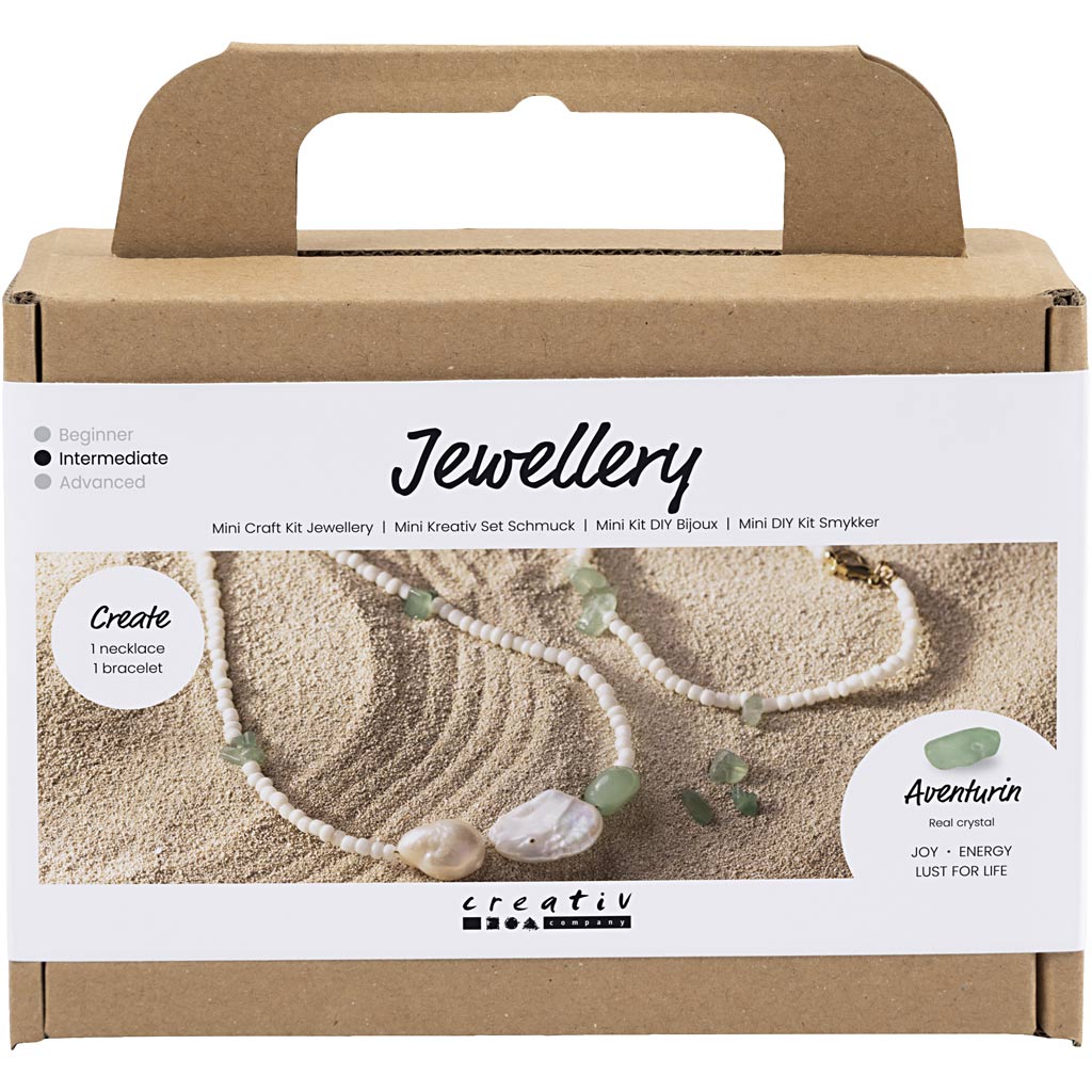 Creativ company mini hobbyset sieraden, aventurijn ketting en armband, 1 doos