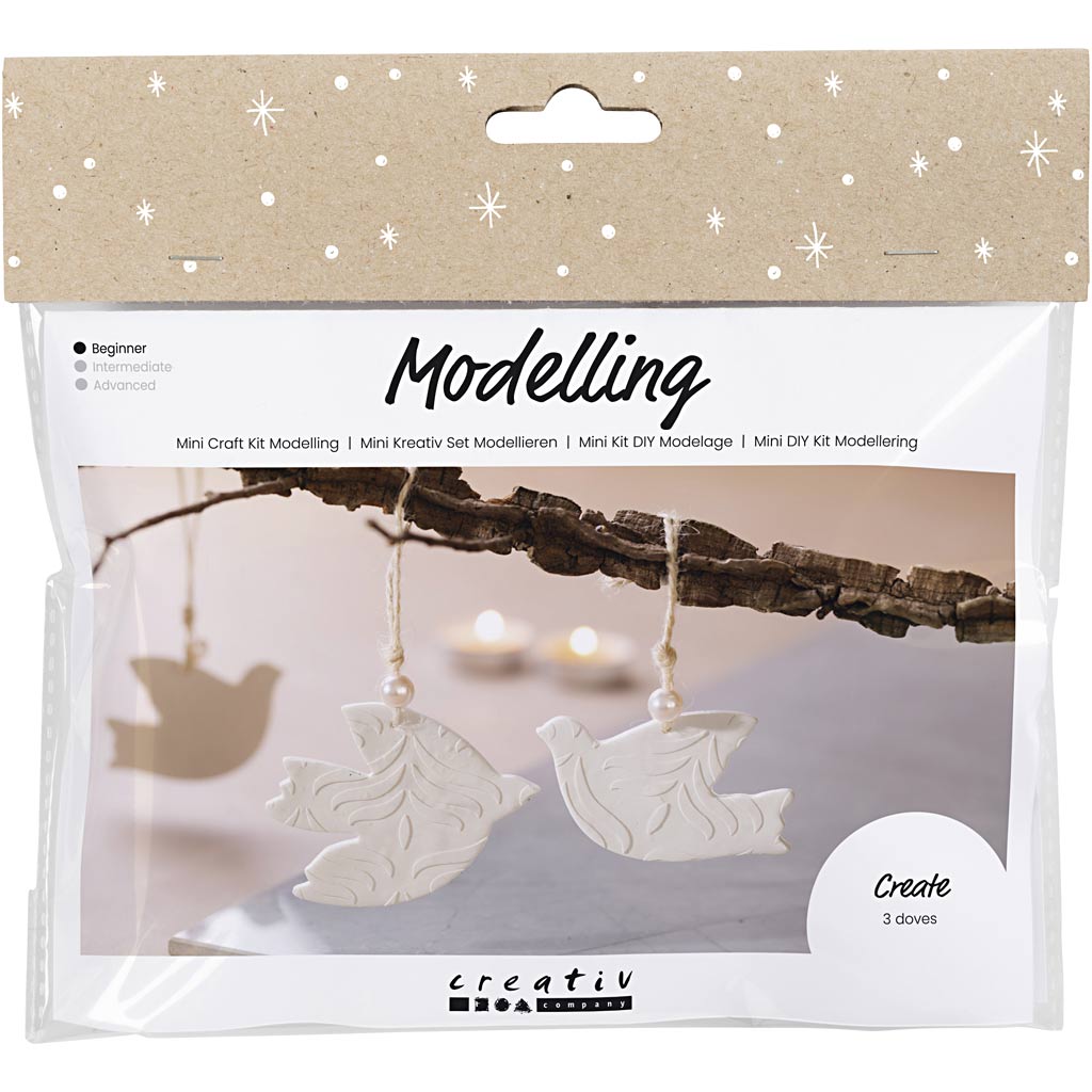 Creativ company mini hobbyset boetseren, duiven, off white, 1 doos