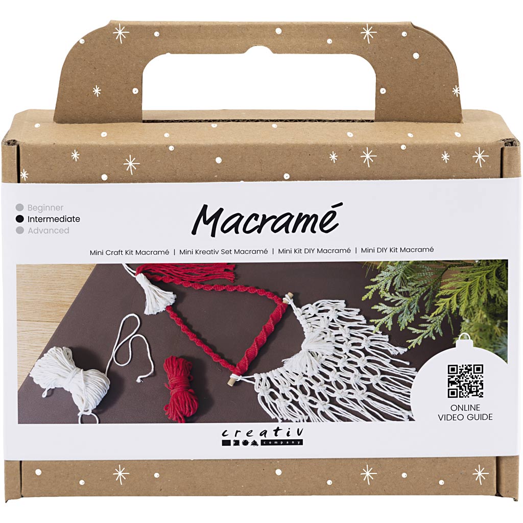 Creativ company mini hobbyset macramé, kerstman, kerstrood, off-white, 1 doos