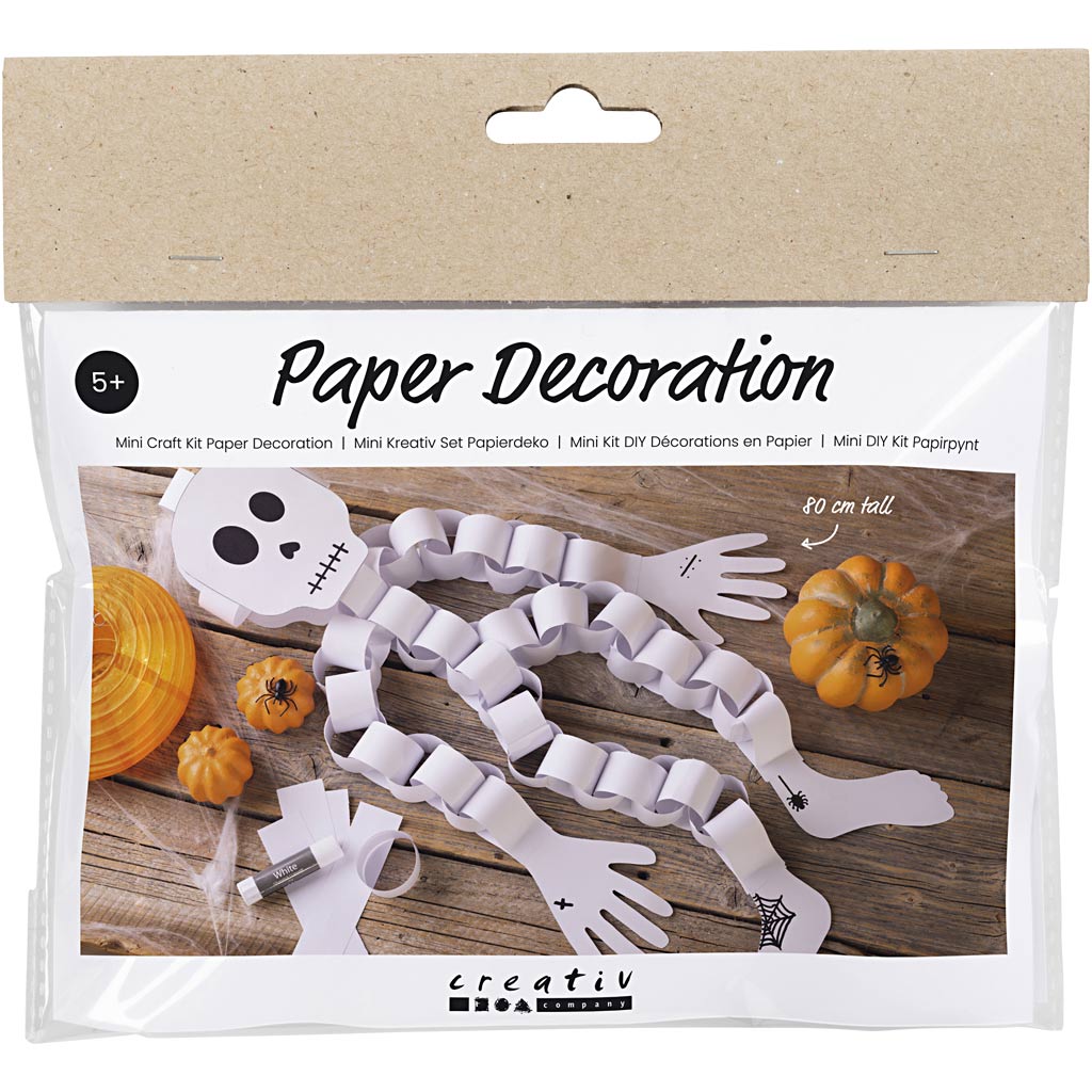 Creativ company mini hobbyset decoraties van papier, skelet, zwart wit, 1 doos