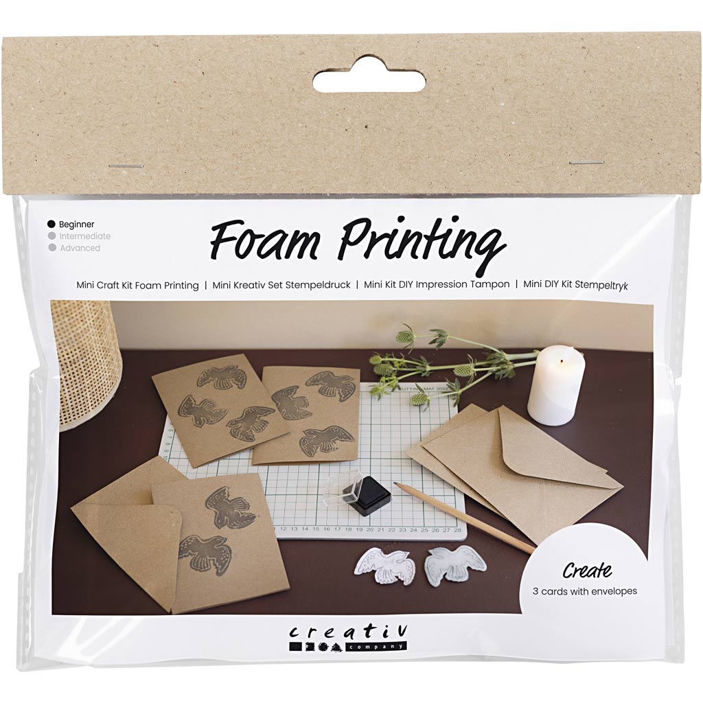 Creativ company mini hobbyset foam druk, kaart met duiven, beige, 1 doos