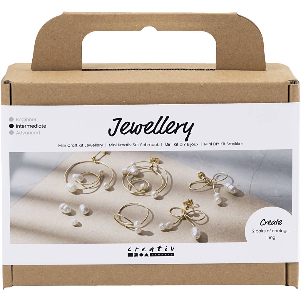 Creativ company mini hobbyset sieraden, oorbellen van metaaldraad, verguld, 1 doos